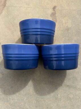 Le Creuset Straight Wall Ramekins Set of Three (3) Lapis Blue 7 oz